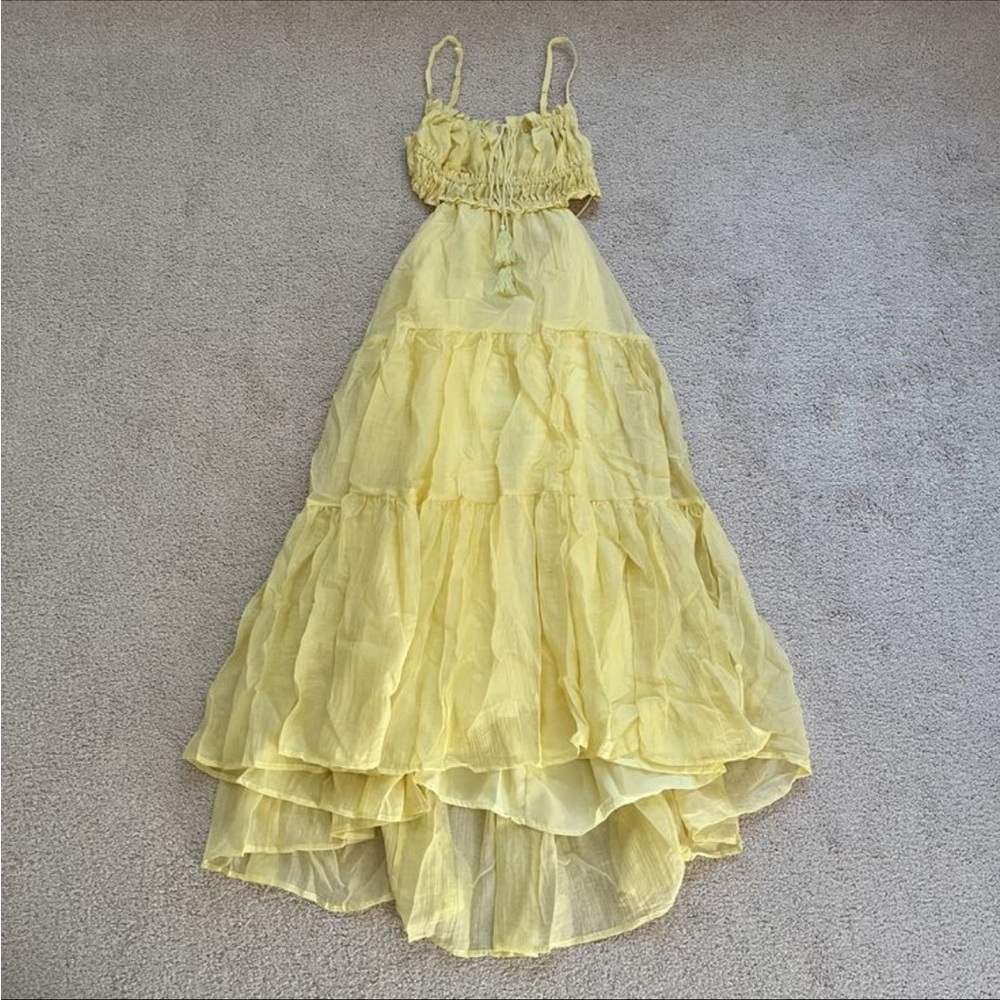 Amazon yellow open back maxi dress